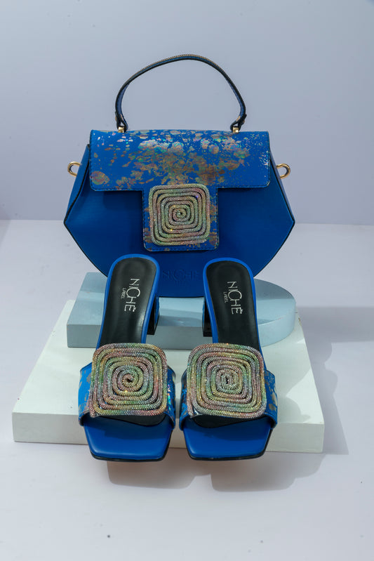 blue Lagoon Handbag + Rhinestone Blue Wedges