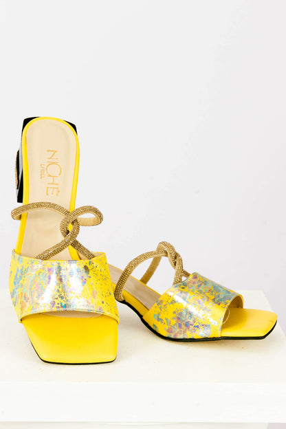 Sunny Satchel Yellow Handbag +  Sparkly Heels