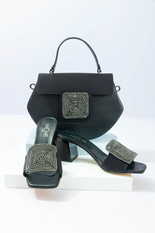 Onyx Black Handbag + Wedges