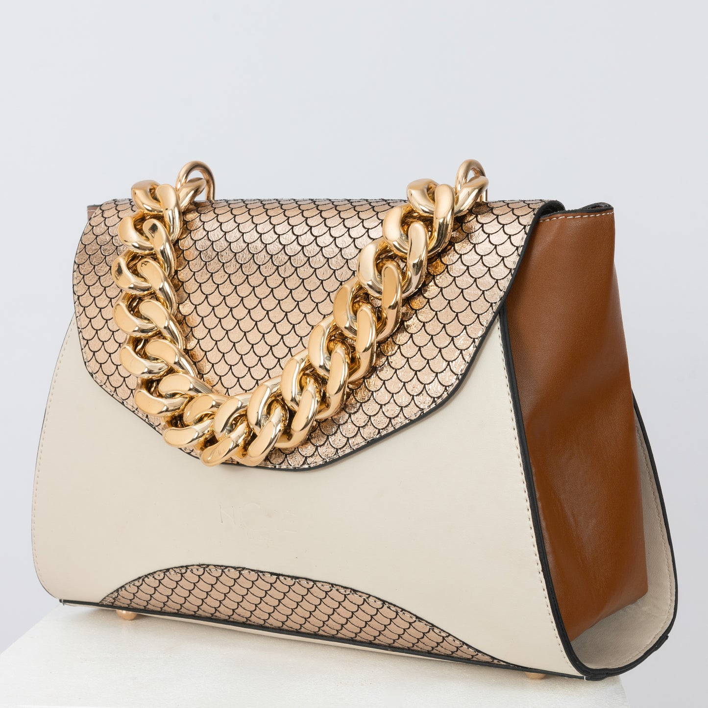 Brown Accented Sand Clutch