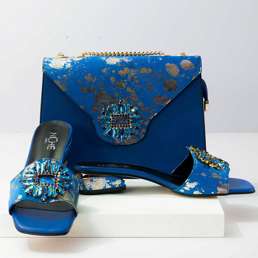 Topaz Blue Crystal Handbag + Blue Flats