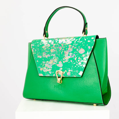 Spotteca Green Handbag + Green Sparkly Flats